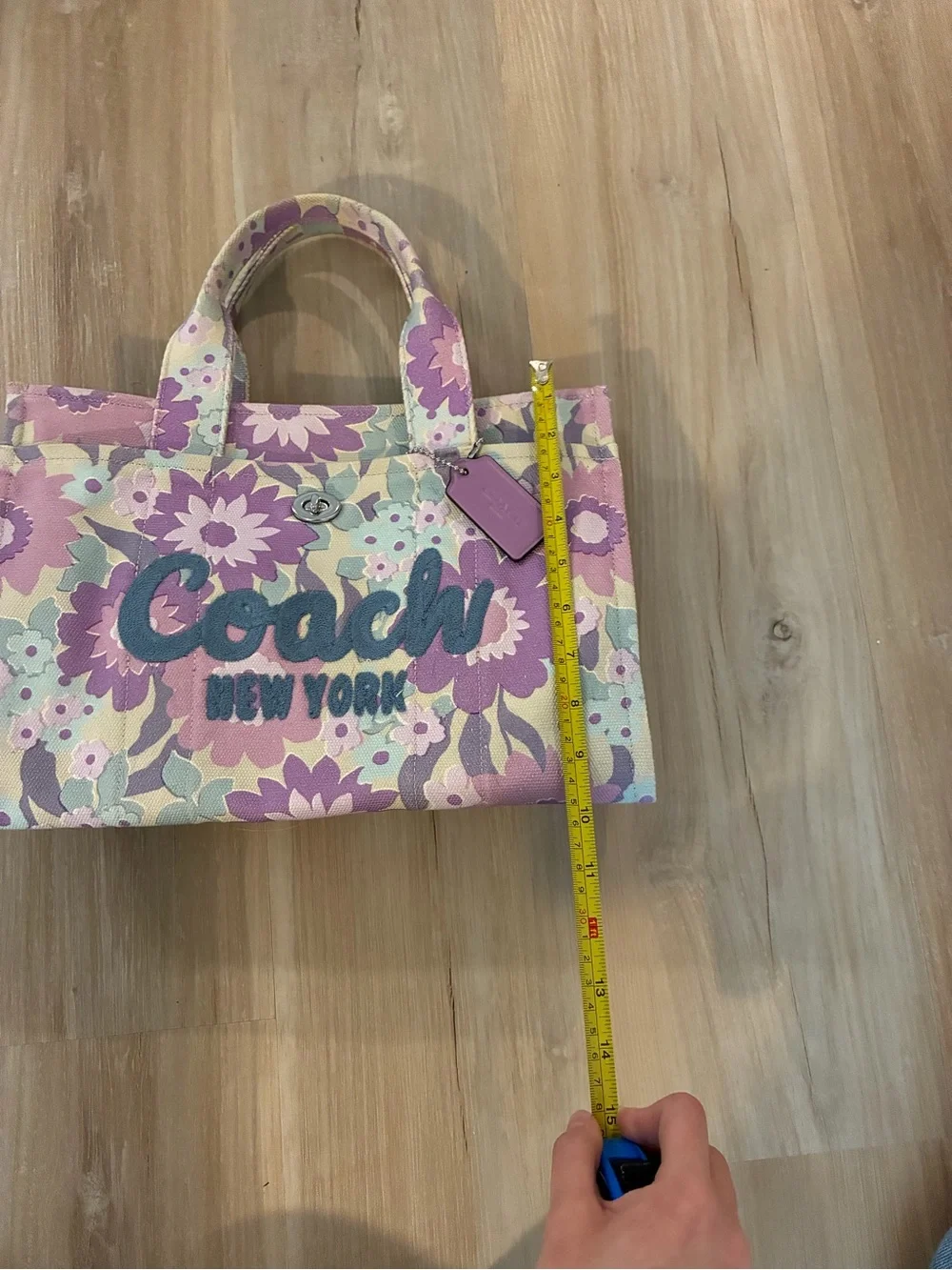 Coach Floral Canvas Tote in Lavender and Mint